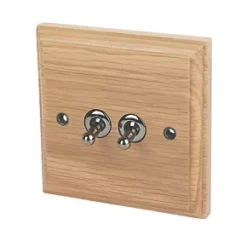 Varilight 10AX 2-Gang 2-Way Toggle Switch Classic Oak